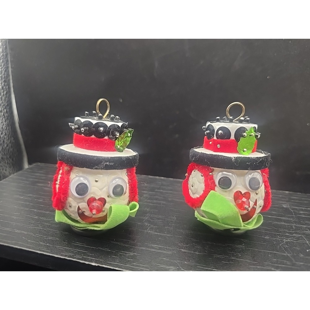 Vintage WALCO Handmade SNOWMAN HEAD Sequin Ornament Completed 025C
